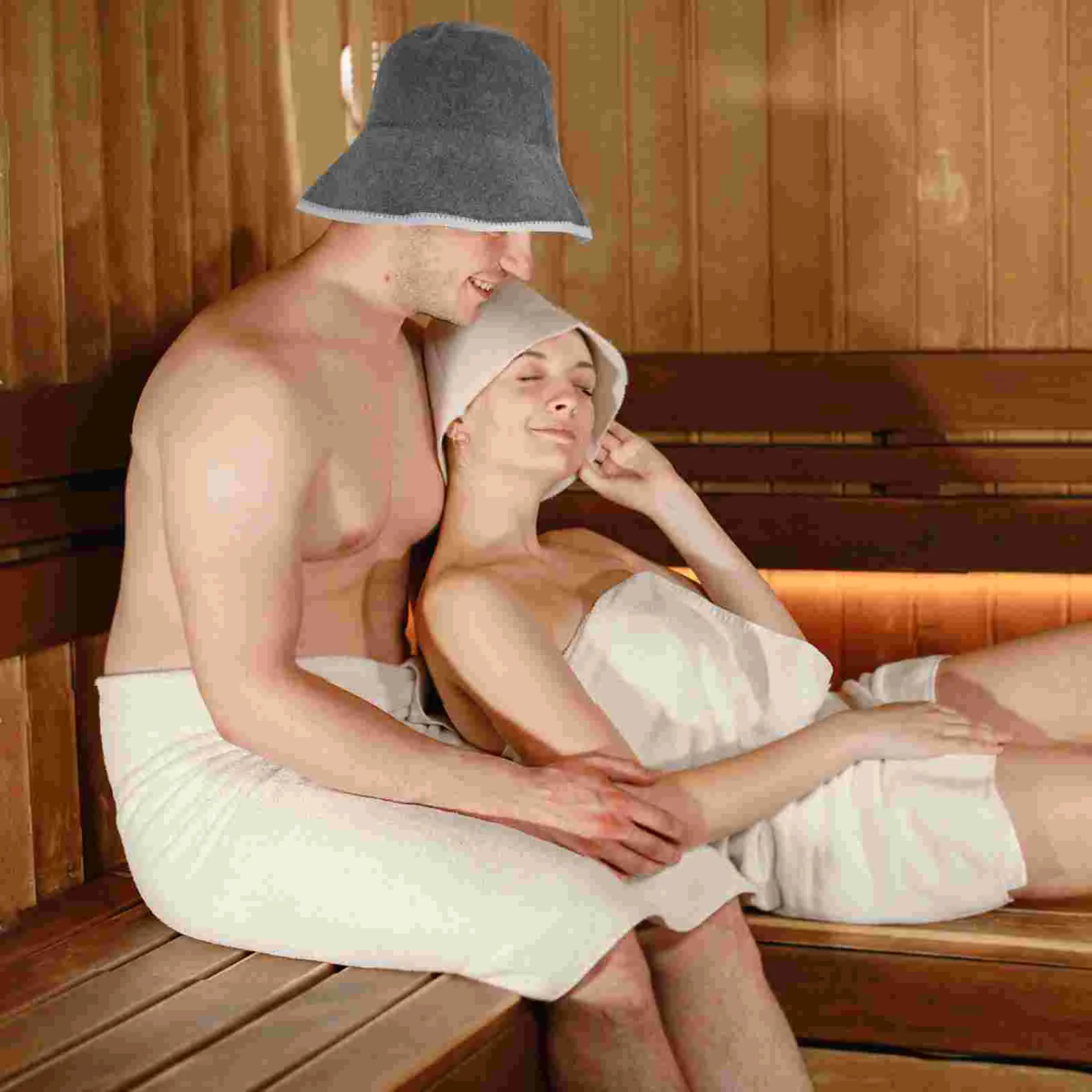 Wool Sauna Hat White Bath Shower Caps for Women Men Reusable Stylish Breathable Spa Accessories Lightweight Portable Family