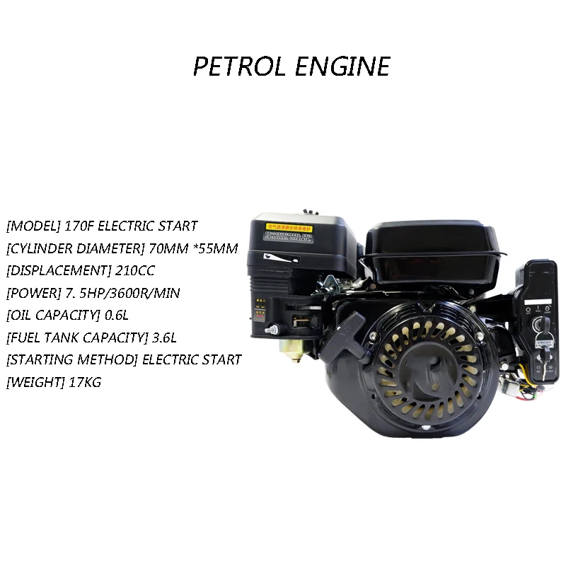 Imagem -06 - Motor a Gasolina Pequeno Quatro Tempos Cilindro Único Geração de Energia Micro-cultivador para Iniciar Combustão Interna 170f