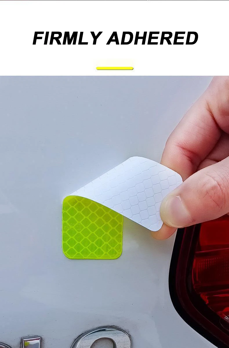 5 Stück/Set PET Warn-Aufkleber, wasserdicht, leuchtend, Anti-Kollisions-Aufkleber, Auto-Nachtreflektierende Aufkleber, Verkehrssicherheitszeichen – Detail 9