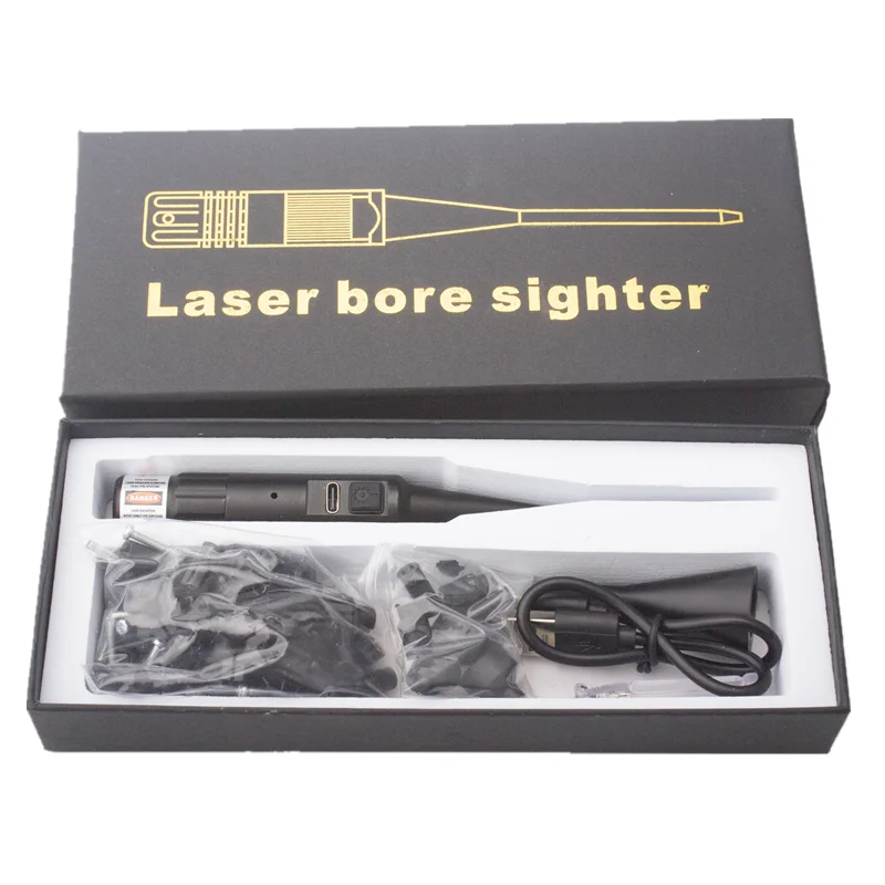 Red Laser Boresighter with Button Switch Kit for .177 to.50 .78 Caliber Laser Pointer Collimator Universal Bore Sighter