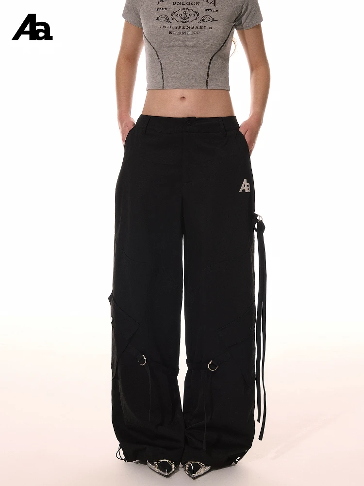 

Американские винтажные свободные прямые рабочие брюки в стиле кэжуал, летние универсальные широкие брюки с карманами