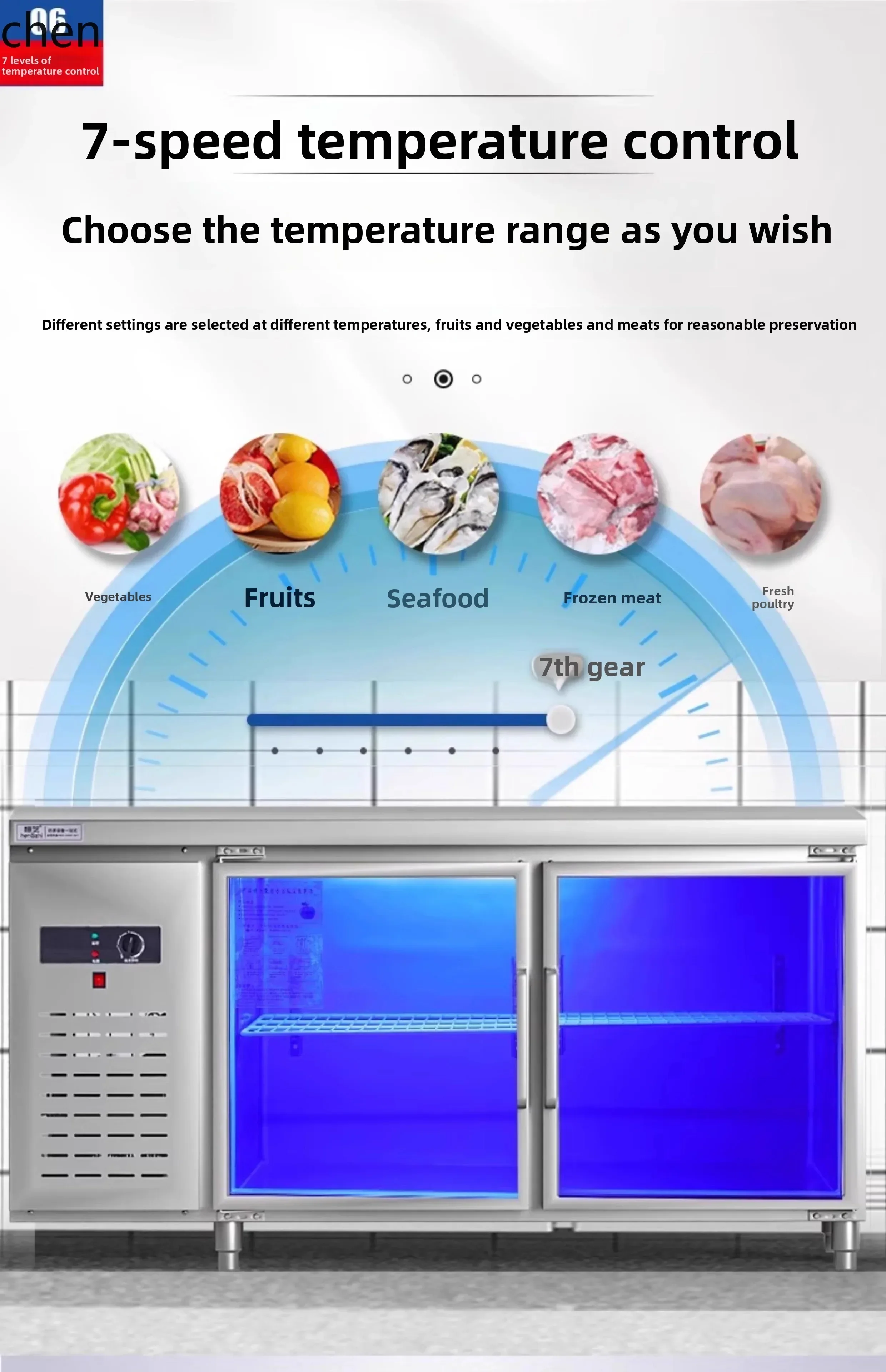 Commercial Refrigerated Work Cabinet Double Temperature Flat Cabinet Kitchen Refrigerator Horizontal Freezer Air Cooling