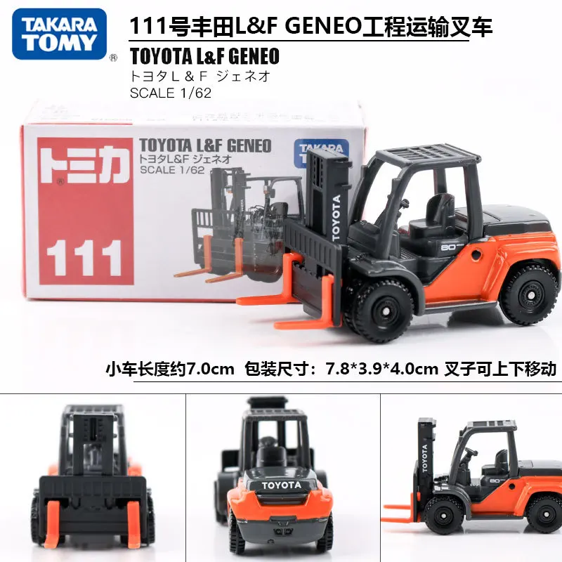 Коллекционная модель вилочного погрузчика TAKARA TOMY No.111 Toyota L&F Geneo 1:62 из литого сплава с подвижными вилами – подарок для взрослых энтузиастов