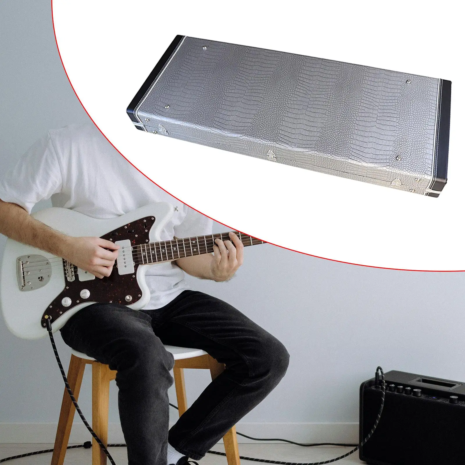 

Electric Bass Hard Shell Case Universal Portable Lockable Sturdy Instrument Box with Security Lock Hardshell for Electric Bass