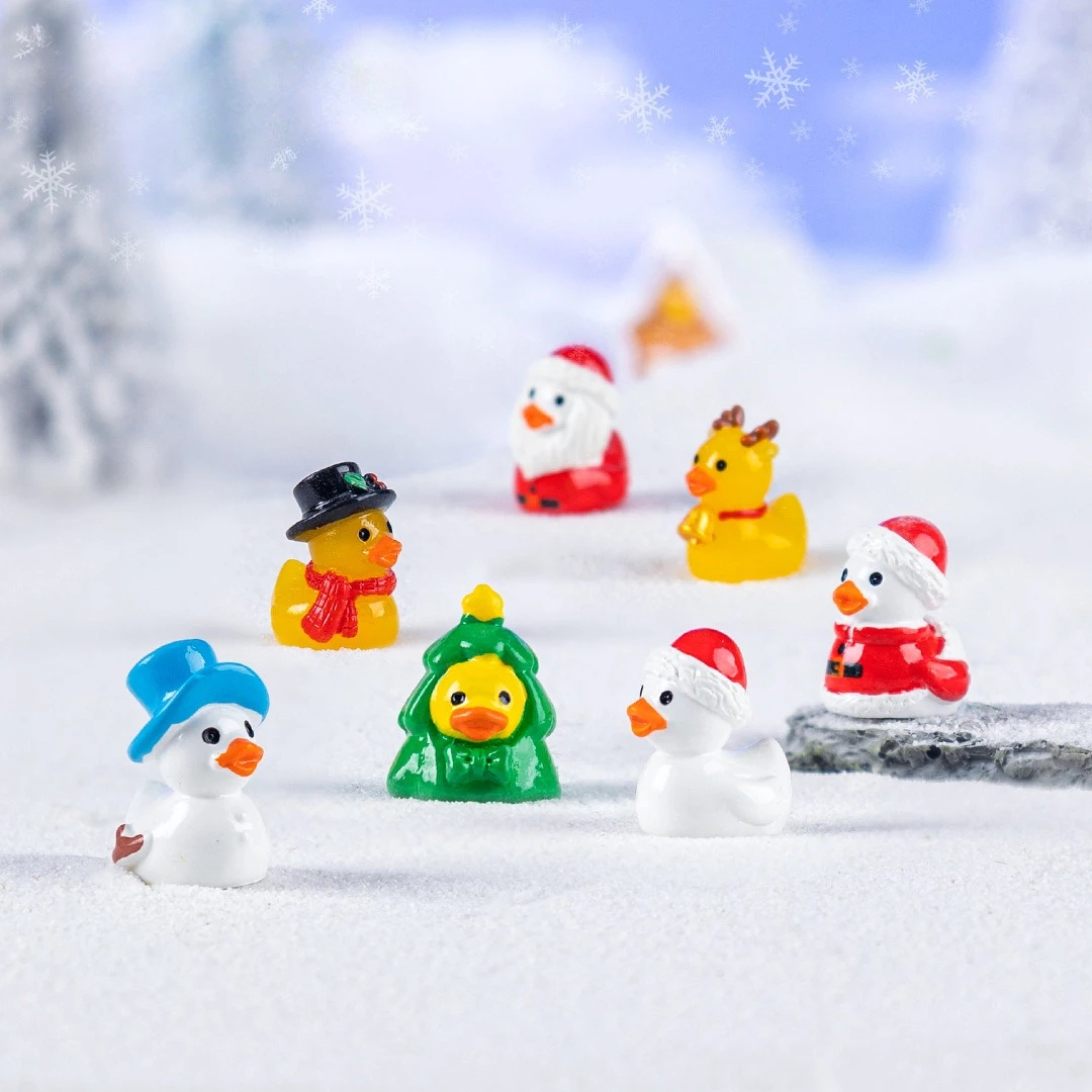 Mini Weihnachts-Gelbe-Enten-Harzfiguren DIY Mikro-Landschaftszubehör Mini Auto-Armaturenbrett-Dekor-Ornamente – Detail 3