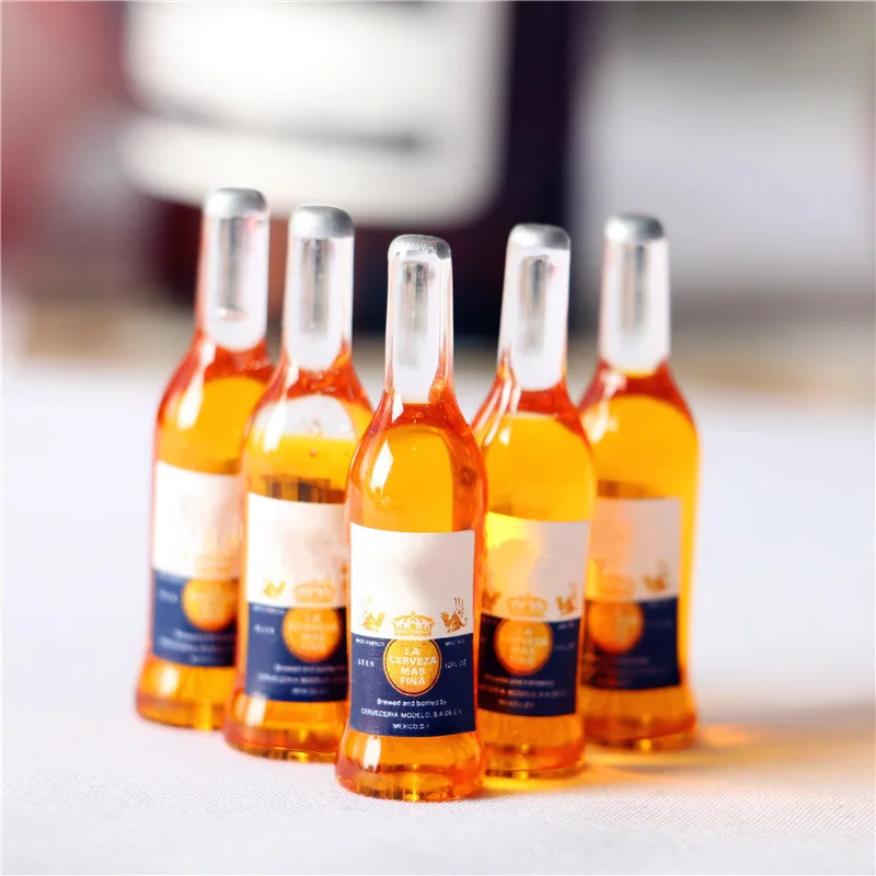 10Pcs Dollhouse 3D Three-dimensional Simulation Beer Bottle Drink Miniature Food Play Toy Models Desktop Decorative Ornaments