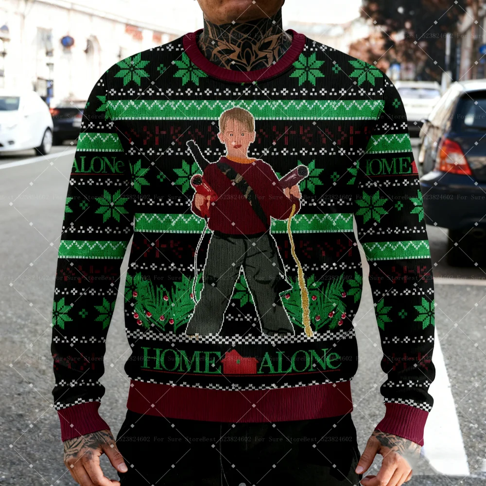 2026 الخريف الشتاء عيد ميلاد سعيد المنزل وحده القبيح عيد الميلاد البلوز الكرتون أنيمي النساء الرجال البلوز القمم هوديي البلوز #6