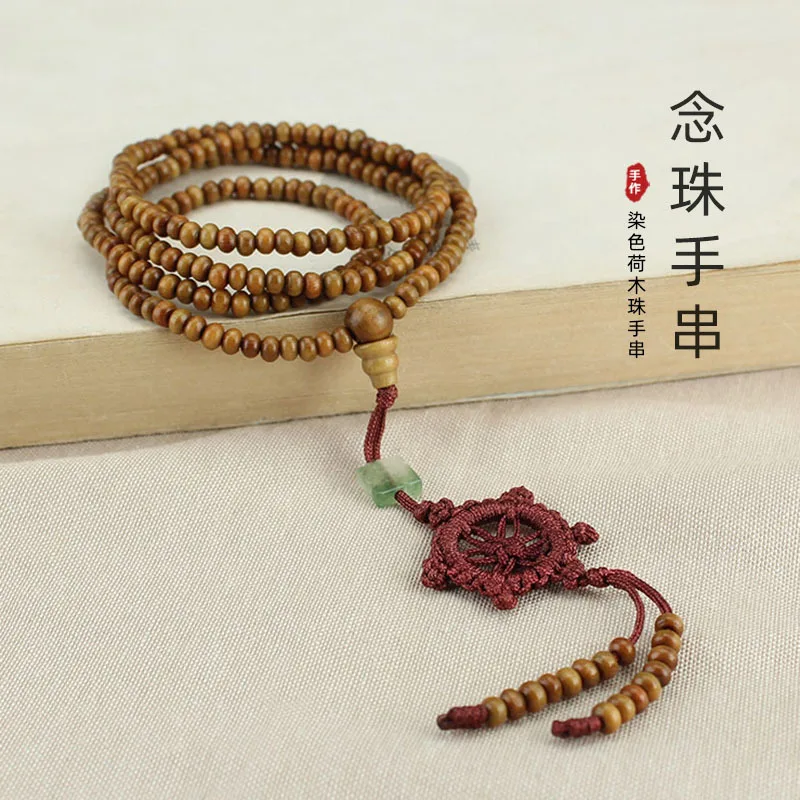 

DIY accessories Retro wooden multi-layer Buddha bead bracelet, thin lotus bead bracelet, women's long handheld rosary bead jewel