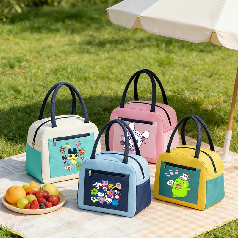 

Tamagotchi Student Lunch Bag Insulation Bento Pack Anime Cartoon Print Thermal Food Bags Bento Handbag Meal Pack IcePack Gift