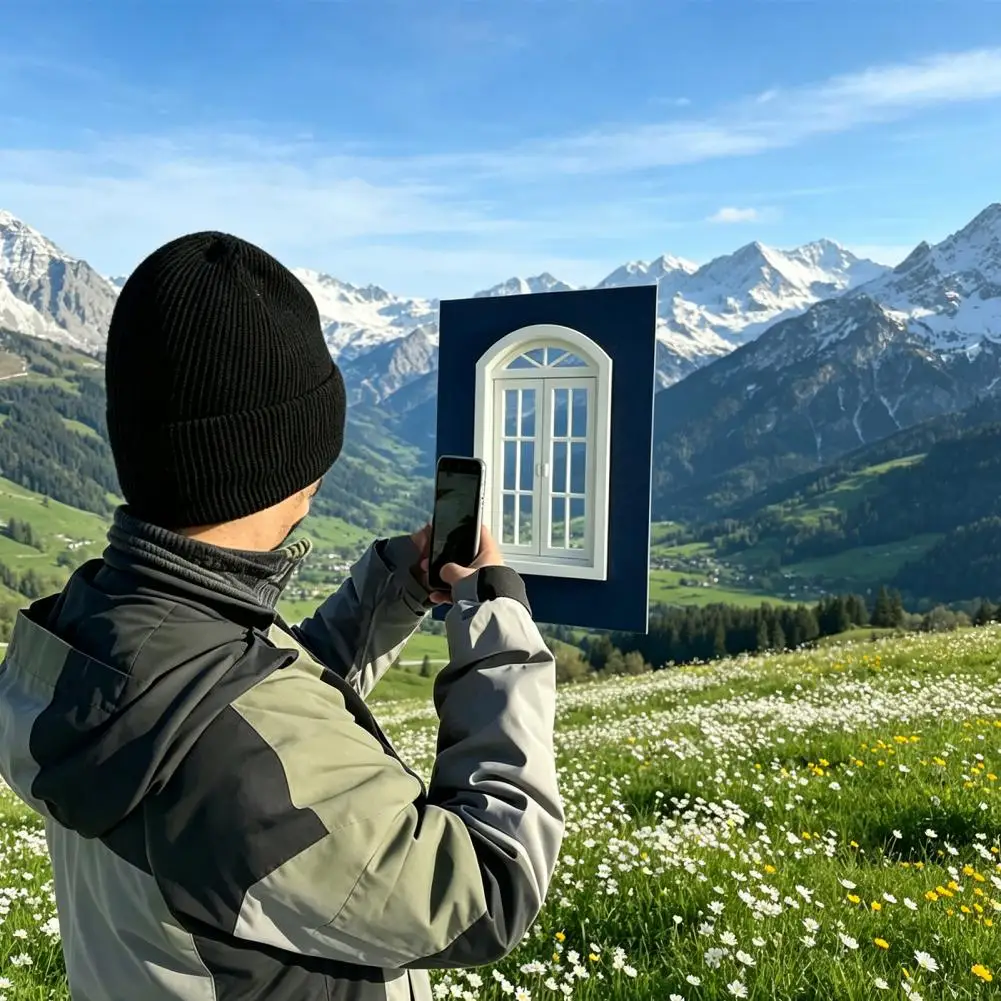 Photography Backdrop Realistic Window Views Window View Photography Prop Frame Paned Window Pane Helper for Outdoor Pictures