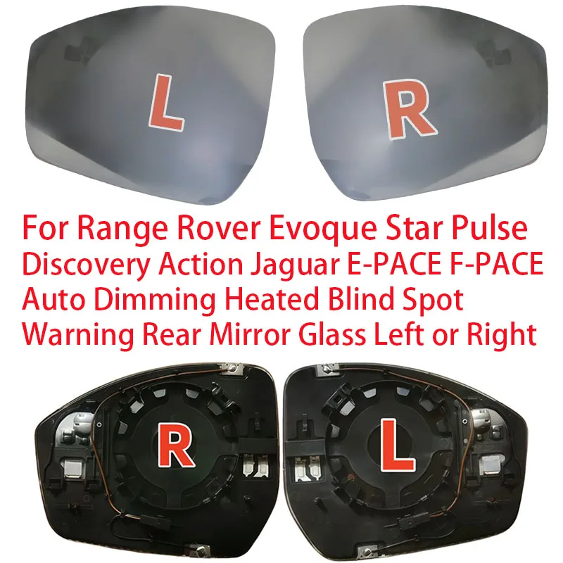 

Auto Dimming Heated Blind Spot Warning Rear Mirror Glass For Range Rover Evoque Star Pulse Discovery Action Jaguar E-PACE F-PACE