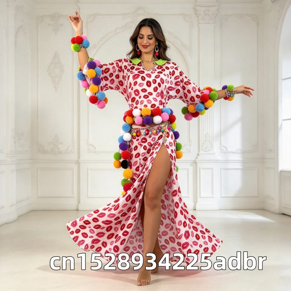 Belly Dance Costume Custom Elegant Robe+headscarf+belt 2pcs Adult and Children Baladi Shaabi Professional Performance Costumes