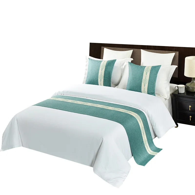 Light Luxury Hotel Linen Fabric Bed End Pads Bed Runner Bed Covers Throw Pillows and Cushions for Hotel Guesthouse and Homestay
