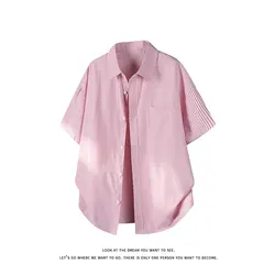 Oversized Short Sleeve Shirt For Men Streetwear Blouse Harajuku Fashion Men's Cargo Shirts Korean Clothes Men's Clothing