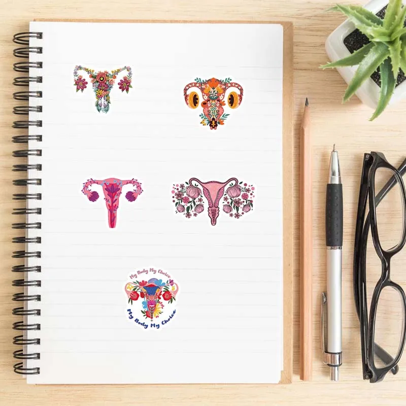 50Pcs Uterus Flower Graffiti Sticker Pvc Self-Adhesive Motorcycle Body Waterproof Decal Can Be Decorated Luggage Pen Guitar