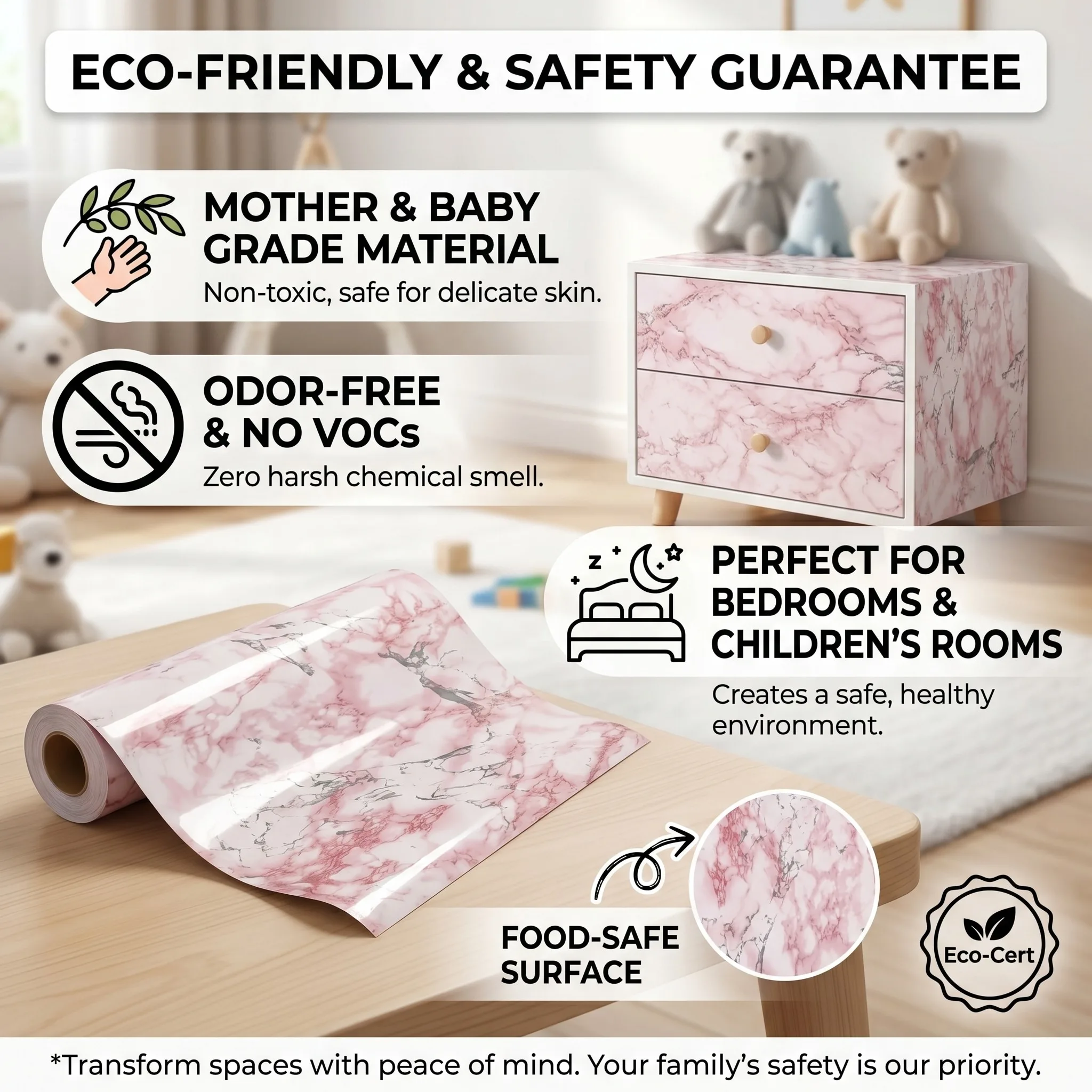 

Glossy Pink Marble Contact Paper Self-Adhesive Removable Kitchen CountertopGranite Wallpaper Waterproof Oil Proof Sticker for Ho