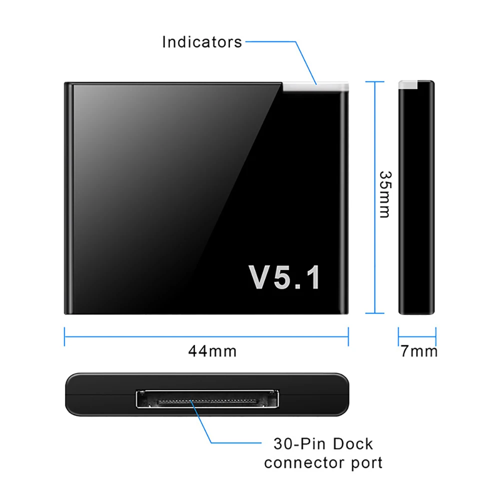 New 30 Pin Bluetooth 5.1 Audio Receiver A2DP Music Mini Wireless Adapter For iPhone iPod 30Pin Jack Analog Speaker