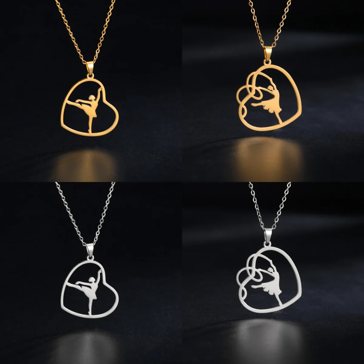 Kkjoy Mode Edelstahl Gold Farbe Ballerina Anhänger Halskette Für Frauen Tanzen Mädchen Schmuck Geburtstag Geschenk Großhandel – Detail 5