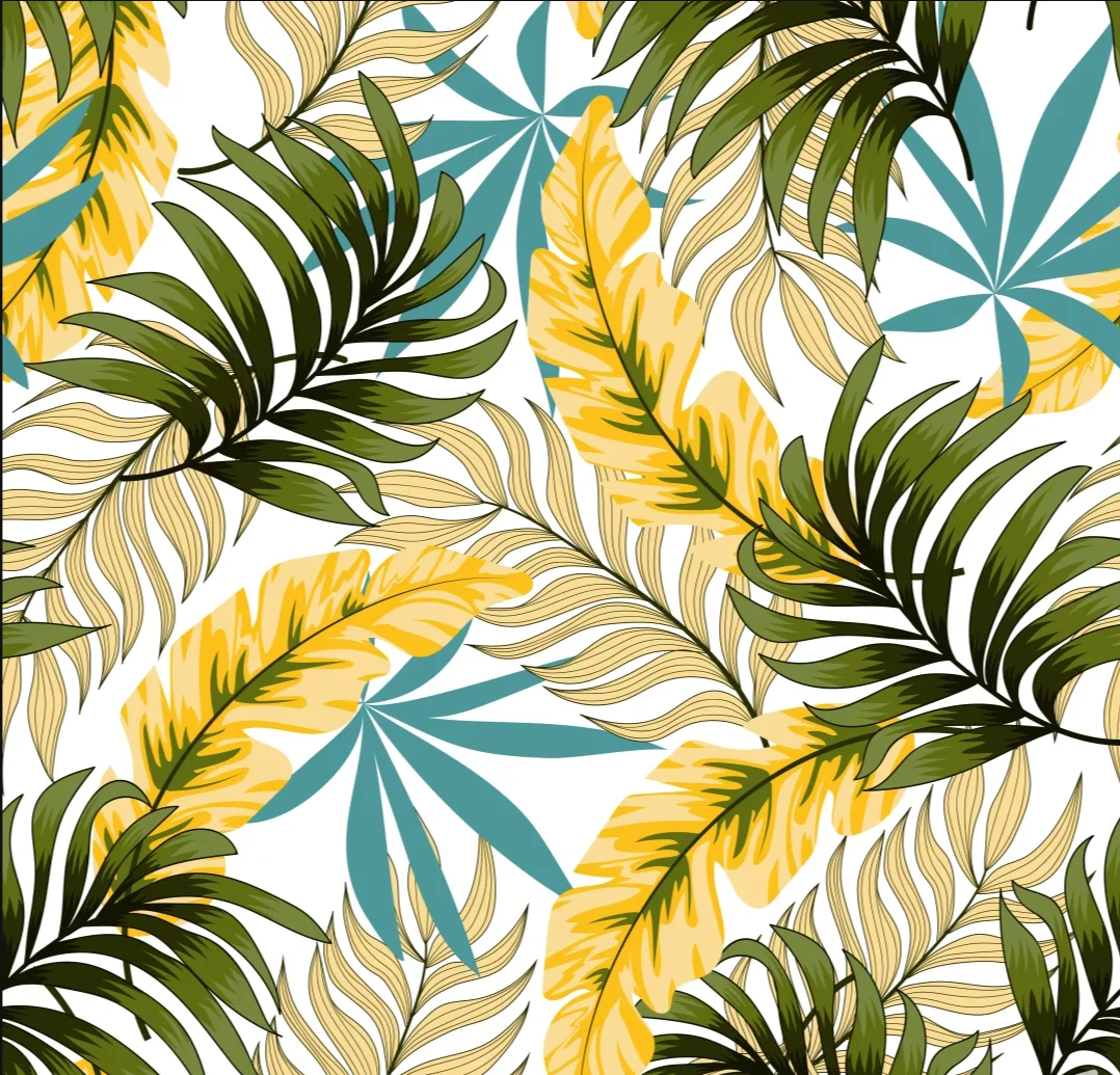Custom wallpaper Retro Pastoral nostalgic green Golden plant Southeast Asian leaf TV background wall decoration wallpaper
