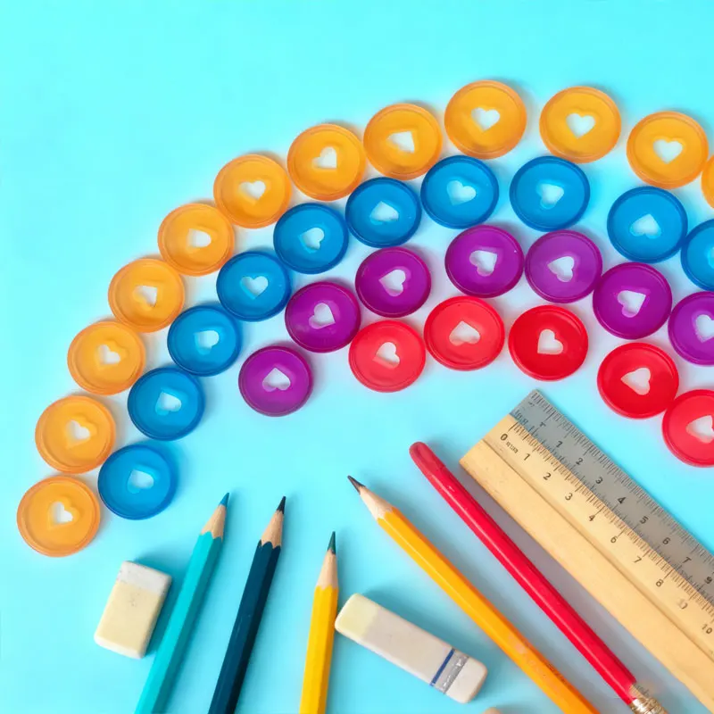 200pcs/Lot 28mm Mushroom Hole Binding Disc Loose Book Ring Disc Heart Colorful Round Arc Buckle Hoop DIY Binder Notebook Office