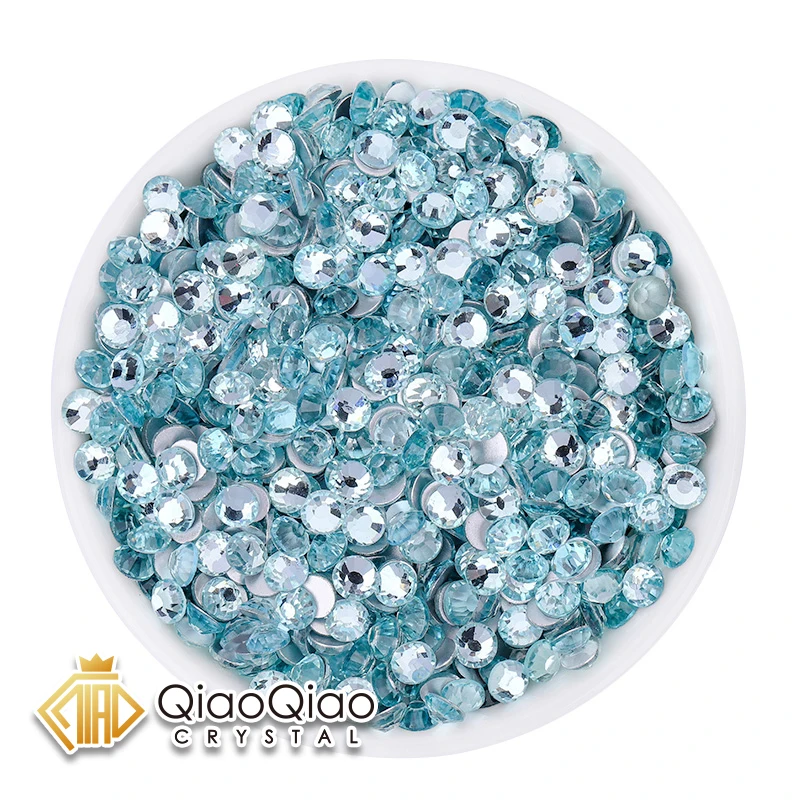 

QIAO SS6-SS30 Ice Blue Glitters Crystal Rhinestone Flatback Strass Nail Diamond Gem Loose Glue on Rhinestones For Crafts