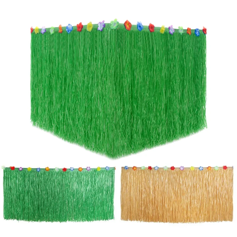 60x200 см зеленая гавайская юбка для стола с травой Луау, тропическое украшение, вечерние Алоха, летняя пляжная вечеринка, Декор, день рождения, детский душ