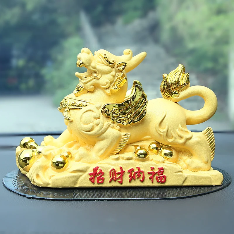 GOOD  HOME OFFICE Company SHOP CAR TOP Efficacious Money Drawing thriving business Golden Dragon PI XIU FENG SHUI statue