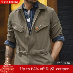 Maden Vintage Multi-Pocket Jumps uit 2023 Herren Amekaji Langarm Overalls vierseitige elastische Onkel Fu Workwear Outfit