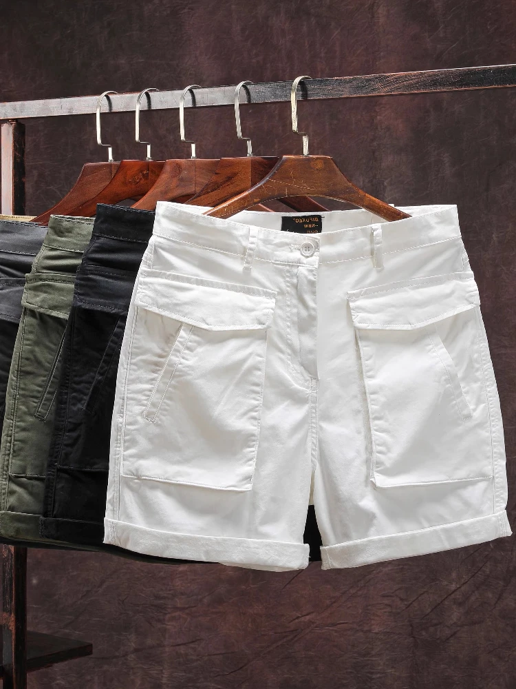 

American Sle Casual Workwear orts Men's Vintage Waed Loose Straight Cut Multi-ket Pure Cotton Quarter Pants Slightly...