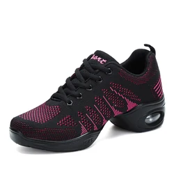 Knitted Woman Modern Dance Shoes Female Breathable Mesh Jazz Shoes Ladies Air Cushion Modern Dancing Sneakers Lightweight