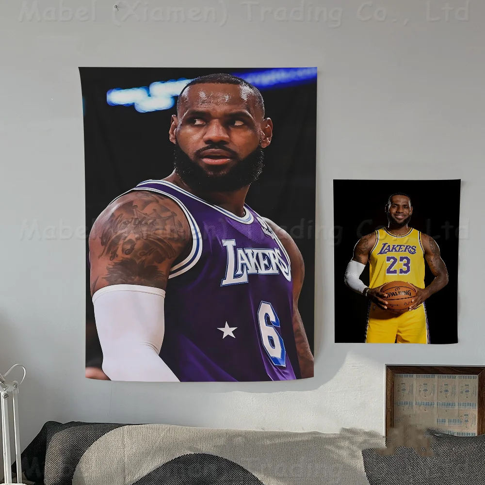 Basketball Players L-LeBron J-James Colorful Flag Wall Hanging Bohemian Wall Banner Mandala Indoor Art Decor