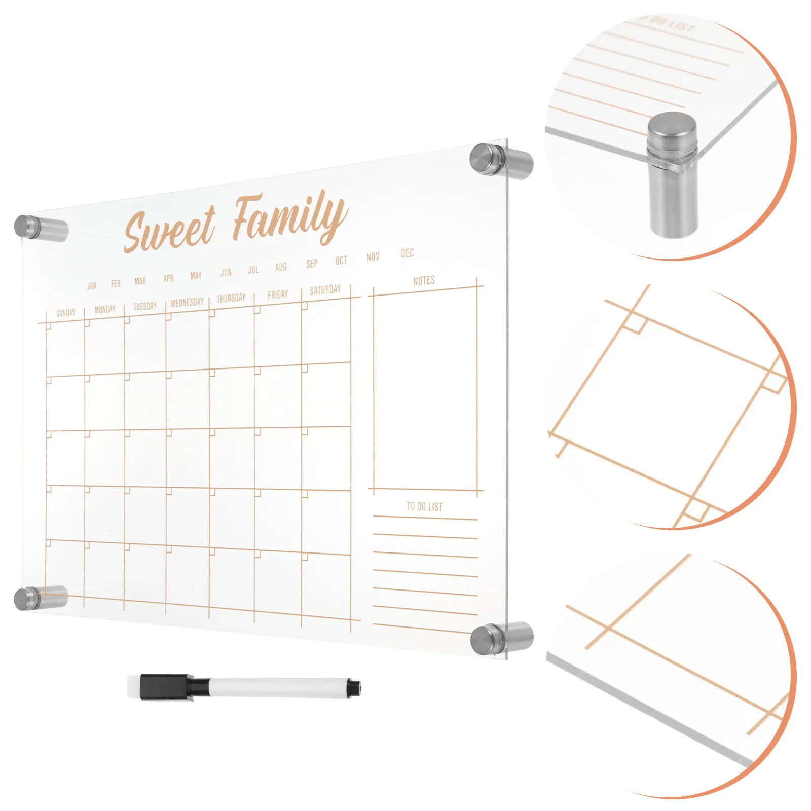 1Set Message Board Weekly Planner Acrylic Dry Erase Board Clear Whiteboard for Office Home Restaurant Party Wedding