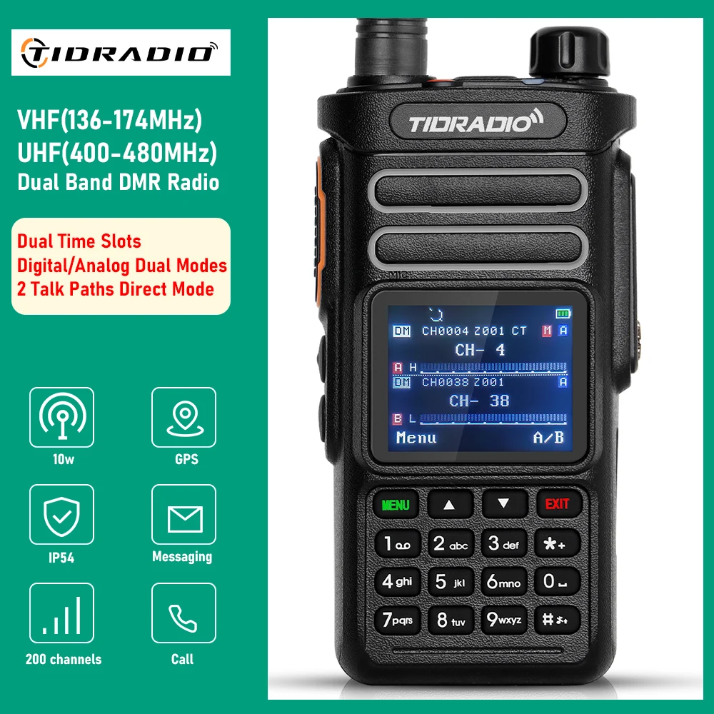 

TIDRADIO TD DP738 DMR Digital Walkie Talkie Radio Stations Walkie-talkies Professional Amateur Two-Way Radio VHF UHF GPS 10W