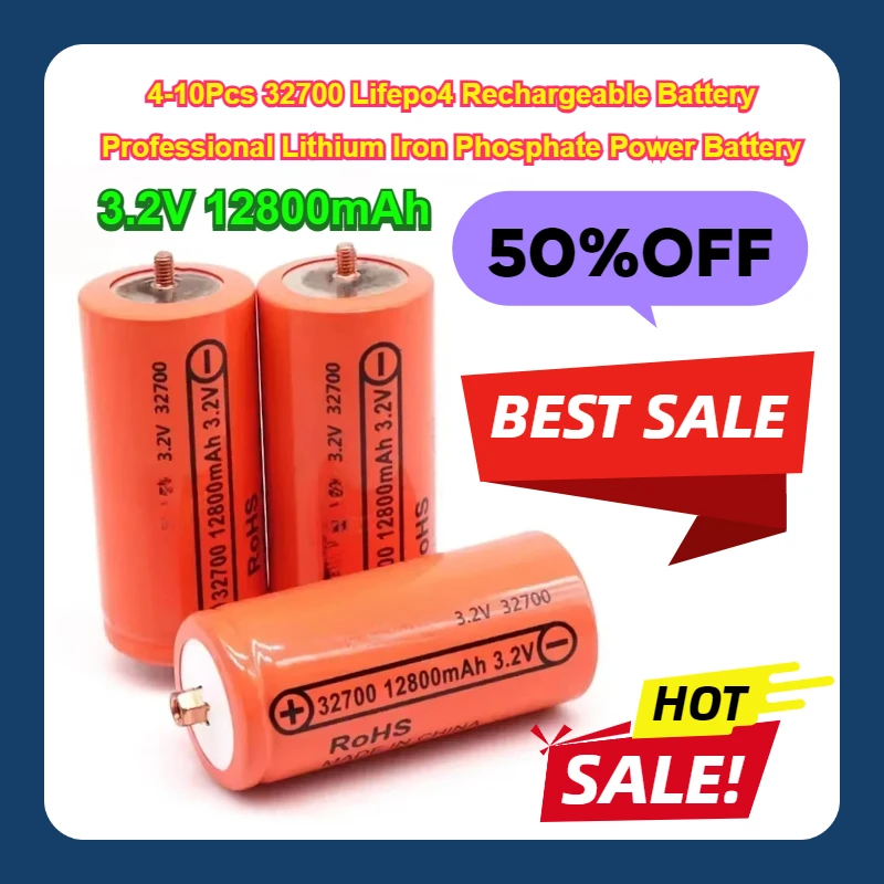 

3.2V 12800mAh 4-10Pcs 32700 Lifepo4 Rechargeable Battery Professional Lithium Iron Phosphate Power Battery