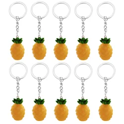 10pcs Lovely Fruit Key Chain Pendant Imitation Pineapple Decoration Resin Pendant (Yellow)