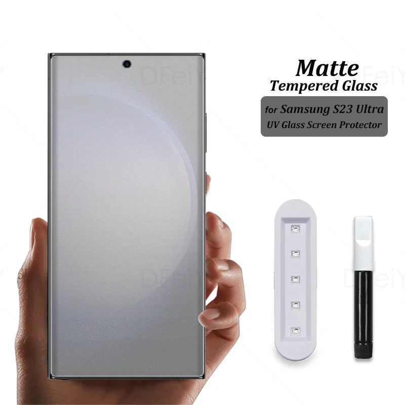 

UV Screen Protector For Samsung Galaxy S23 Ultra Matte Glass For Galaxy S23 Ultra Full Cover Tempered Glass Film