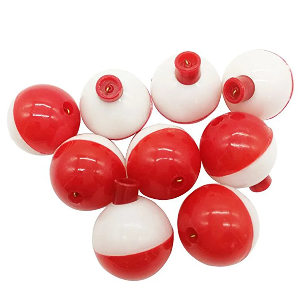 30pcs/lot 1 Inch Size Fishing Buoy Float Sea Fishing Floats Plastic Floats for Fishing Dobbers (Red and White)