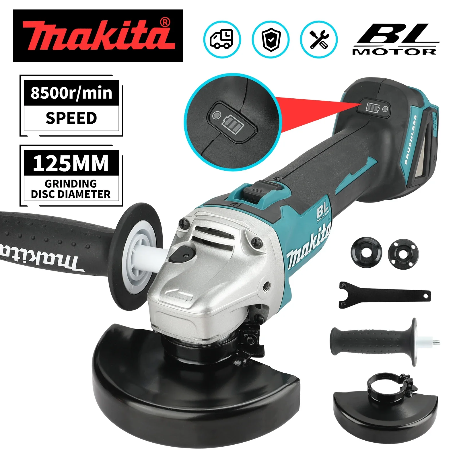 Makita DGA504 Portable Brushless Grinder Safety Lock Anti Slip Handle Wear Resistant Body ForConstruction Metal Processing tools
