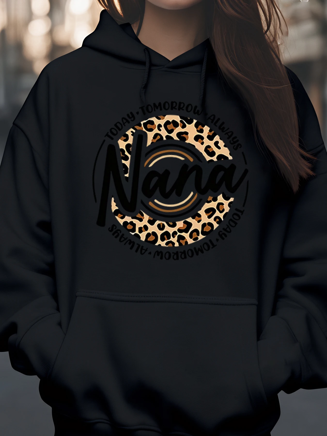 

Толстовка с леопардовым принтом Nana Today Tomorrow Always, подарок на день матери, женская повседневная одежда, модная бабушка
