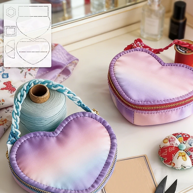 YOMDID 1pc  Handmade DIY Pattern-Tracing Patchwork Template, DIY Heart-Shaped Patchwork Storage Box PET Sewing Template