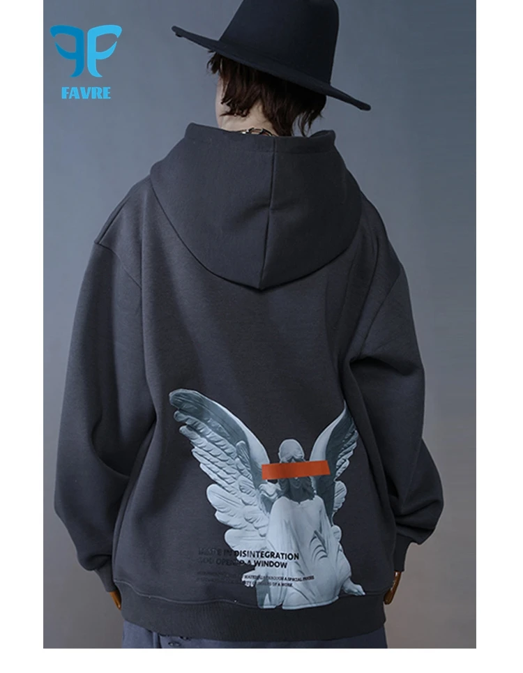 

FAVRE Graffiti Angel Hoodies Womens Print Fleece Sweatshirts Y2K Fashion Harajuku Casual Hip Hop Streetwear Loose Pullovers Ins