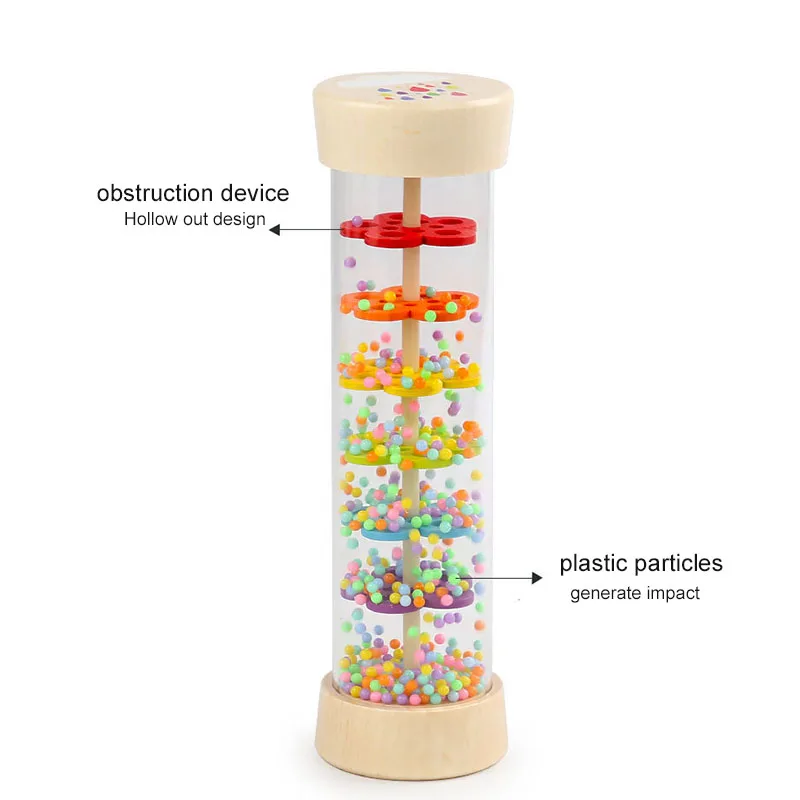 Rain Sound Tube Simulator Toy Rainbow Hourglass Sand Bell Educational Music Class Puzzle Half Discussion Instrument Kids Gift
