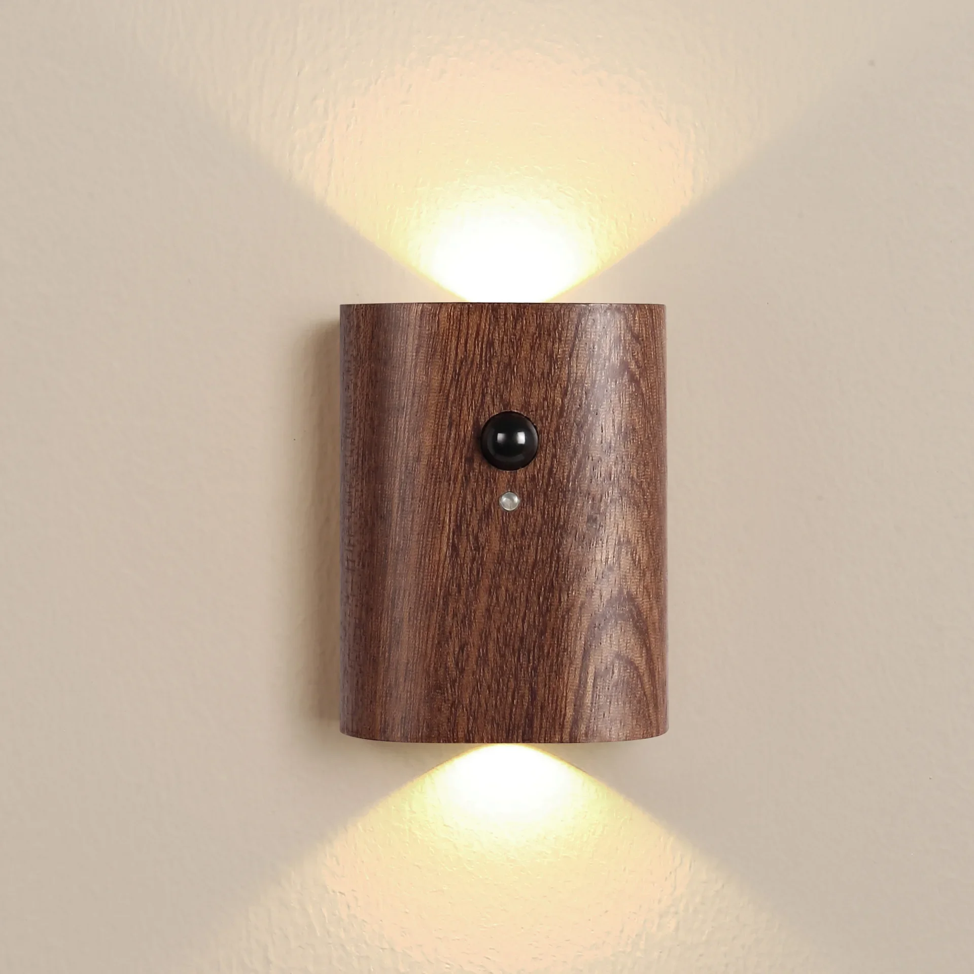 Wooden Motion Sensor Night Light USB Rechargeable LED Magnetic Induction Wall Light Bedroom Corridor Stair Light Home Decor