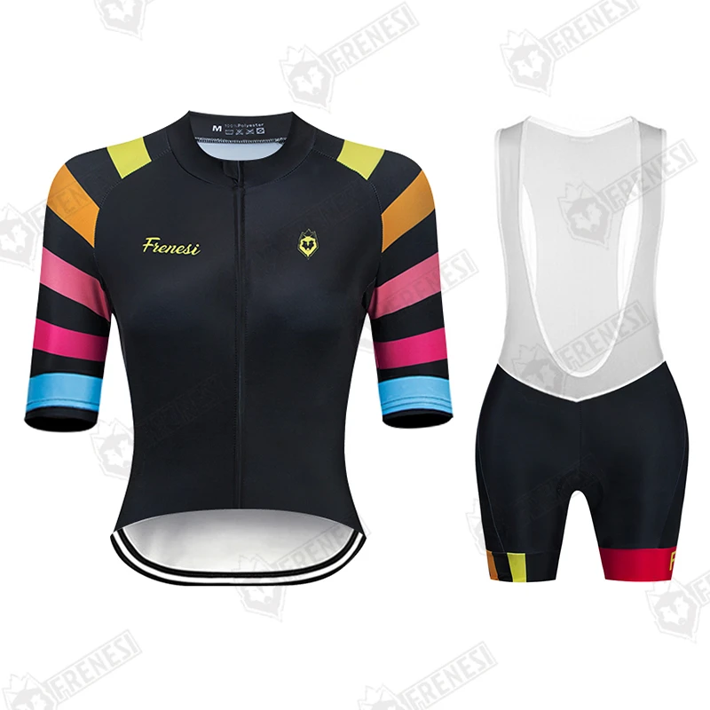 

Frenesi Cycling Jersey Sets Bicycle Women's Summer Color Short Sleeve Bib Shorts Pants Mtb Male Pro Team Uniform Cycle Clothing