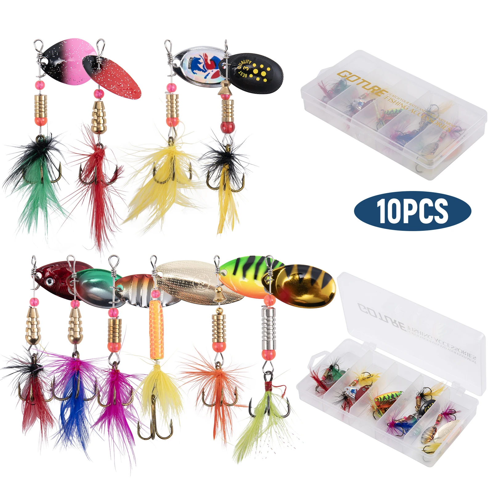 

Goture 10-16pcs/box Fly Hooks Flies Insect Bait Fly Fishing Decoy Bait Sequins Spinnerbait Trout Fishing Lure Tackle Accessories