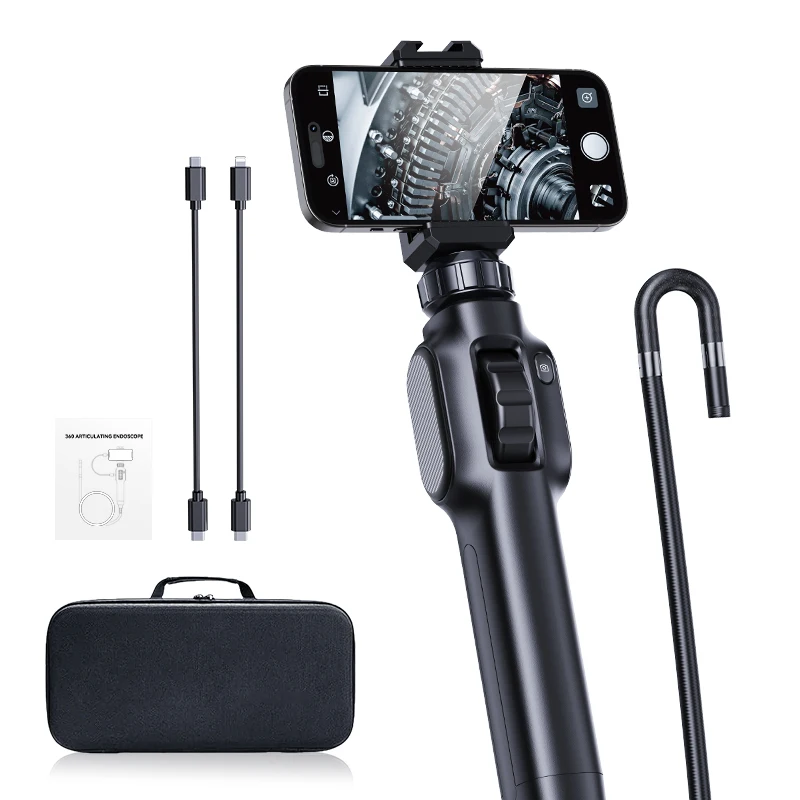 360degree Steering Flexible Endoscope Camera 8.5mm 1m For IOS Android Mobile Borescope Car Swer Inspection Drain Camera