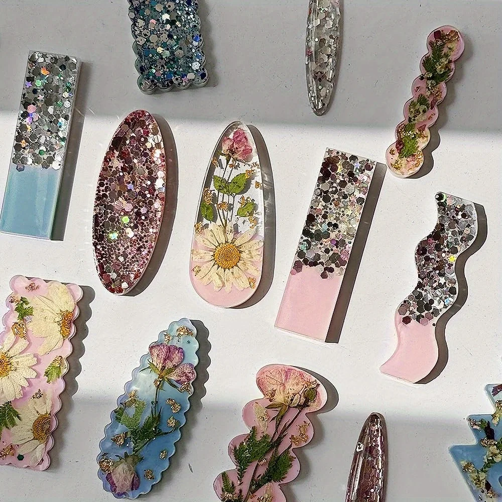 A Set of 10 Deep Hairpin Silicone Molds, Including a Thickened Version, Specifically Designed for Creating Thick Hairpins Using Epoxy Resin and Resin-based Accessories.