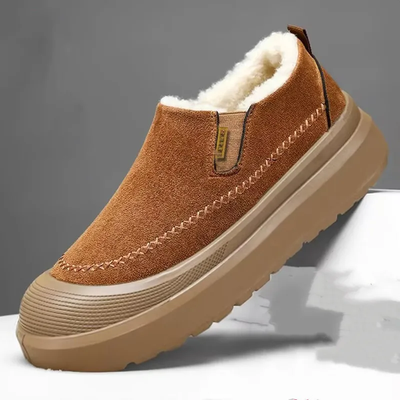 

Men's Ankle Boots 2025 New Autumn Winter Plush Warm Comfortable Casual Cotton Shoes Male Fashion Thicken Platform Cotton Boots