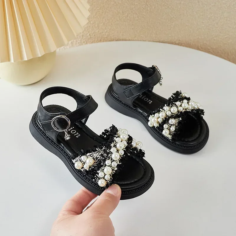 Fashion Children's Sandals for Girls Korean-style Pearl Sandals Trendy Kids Princess Shoes Multi-functional Shoes for Elementary