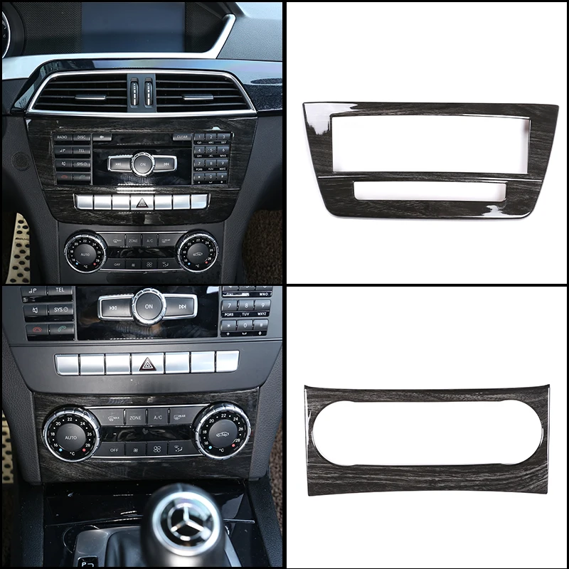 

For Mercedes Benz C-Class W204 2011-2014 ABS Central Control CD Decorative Frame, Air Conditioning Knob Cover Car Interior Panel